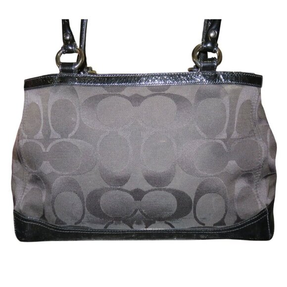 Coach 2014 Black Signature C Logo Canvas & Patent Leather Carryall Handbag - Picture 2 of 11